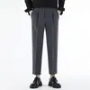 Pantalones de Negocios Ajustados de Nueve Puntos para Hombre, Suaves, con Caída, Adelgazantes, Cómodos, Pantalones de Traje de Estilo Nuevo, Resistentes a las Arrugas, Pantalones Rectos para Hombre