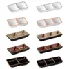 Plato para Salsas Negro Doble Compartimento Sabor Melamina, Plato para Condimentos de Dos y Tres Compartimentos, Plato para Salsa Barbacoa Estilo Japonés, Plato para Salsa de Inmersión Sushi Hot Pot