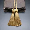 Cortina com Amarração de Cordão Dupla Face com Borla 54cm de Altura Seda de Gelo Borla de Poliéster
