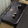¡Éxito de Ventas Caliente! Bandeja de té de madera maciza de ébano negro para uso doméstico, mesa de té de drenaje estilo chino, tamaño grande simple, imitación de una pieza entera de madera natural