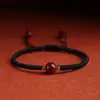 Pulsera de Cuerda Tejida a Mano con Hebilla de Seguridad de Cinabrio para el Año Zodiacal de la Mujer Pulsera Trenzada de Cuerda Roja Natural Nueva Chinoiserie Chinoiserie para Mujer