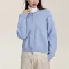 Chaqueta Suéter de Color Sólido Sencilla Versátil Estilo Perezoso con Doble Cremallera Estilo Coreano Cardigan Corto de Punto Nuevo Otoño e Invierno Holgado