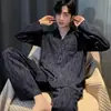 Outono Novo Luxo Primavera, Outono e Verão Novo Estilo Masculino Algodão Puro Calças de Manga Comprida Conjunto de Duas Peças Roupa de Casa Pijama