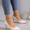 Zapatos de Moda de Cuero Suave Combinables de Una Capa 2024 Verano Nuevo Sexy Tacón de Aguja Puntiagudos Elegantes Hermana Real Elegantes Tacones Altos para Mujer