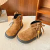 Botas de Algodão Forradas com Lã para Meninas 2025 Inverno Novo Estilo Bebê Menina Quentes Botas Martin Infantis Botas de Couro Versáteis da Moda para Meninas