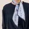 Pañuelo de seda con estampado floral de boceto original para mujer, primavera y verano, satén biselado largo, estilo coreano, pañuelo de nicho, diadema y correa para bolso