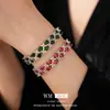 Pulseira de Flor com Fivela de Zircônia Dupla Camada Transfronteiriça, Pulseira Fashion, Retrô, Exquisita e Versátil, Joia de Mão de Luxo Leve e de Alta Qualidade para Mulheres