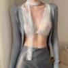 Ropa interior de encaje de deseo puro para mujer sexy tirantes delgados para senos grandes senos pequeños anti-flacidez sujetador sexy