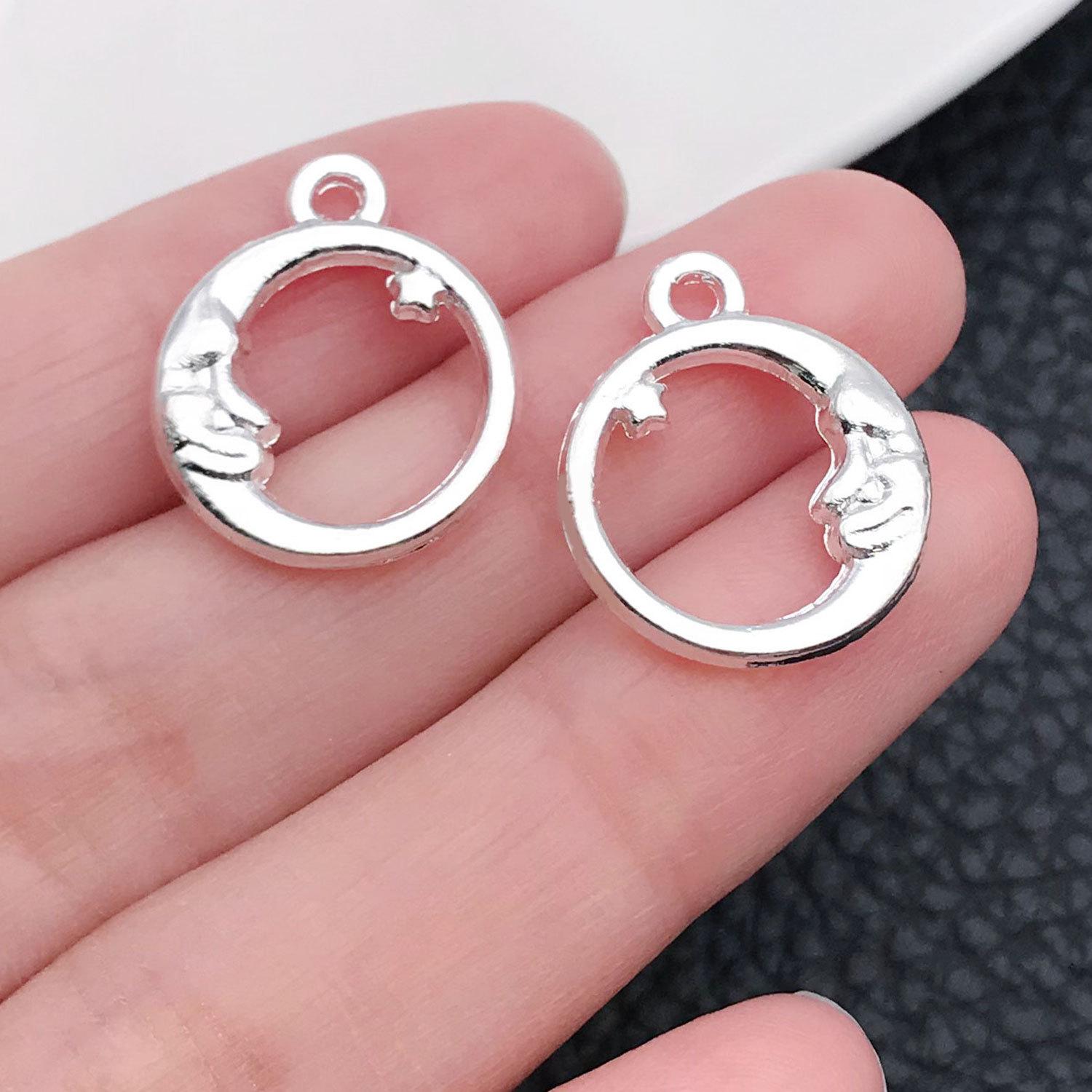 20845-M-亮银月亮星星16x19mm-锌合金-1.5g