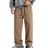 Venta al por mayor transfronteriza de Amazon de pantalones casuales holgados con cordón, bloques de color, forro polar de peso pesado para otoño e invierno para hombre