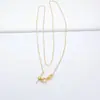 Acessórios de Pérola DIY Prata de Lei S925 Finamente Trabalhada Banhado a Ouro Corrente Cruzada de 1,0 mm de Espessura Colar Ajustável de 45 cm Estilo Pino