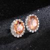 Corea del Sur Pendientes ovalados de diamantes de imitación Dongdaemun para mujer de lujo de alta gama brillantes pendientes de cristal joyería para la oreja al por mayor