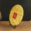 Novos Enfeites Auspiciosos de Dragão e Fênix em Relevo Dourado Areia com Placa Redonda de Bênçãos Enfeites de Decoração de Mesa de Escritório Presentes de Inauguração