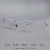 Gafas Cuadradas Retro para Miopía Montura Ultra-ligera de Titanio Puro Montura de Gafas LEX Estilo Japonés Montura de Titanio Marco Plateado Gafas para Hombre Sensación de Alta Gama