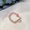 Pulsera Elegante Coreana para Niña, Diseño Original Simple y Versátil, Pulsera para Mujer con Piedra de Cristal Natural Asimétrica