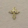 Decorações de Nail Art em Liga Metálica com Cruz Dourada, Novos Strass Metálicos Retrô, Acessórios de Pérola Super Brilhantes, Decorações de Nail Art para Atacado