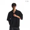 Estilo Nuevo de Fábrica Camisa de Manga Corta Ancha y Corta Texturizada Caja Hombres Mujeres Cleanfit Chaqueta Camisa con Cremallera Moderna