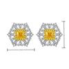 Pendientes de Diamante Amarillo Rico con Pétalos Grandes y Pendientes de Circonita Amarilla tipo Seda de Canario de Asche, Diseñador en Vivo de Tiktok Kuaishou