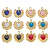 Acero Inoxidable Galvanizado Oro Real Esmalte Corazón Radiante Doble Cara Gota de Aceite Colgante Collar DIY Accesorios de Joyería Transfronterizos