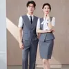Conjunto de Chaleco Profesional Unisex Estilo Nuevo Primavera y Verano Uniforme de Trabajo para Recepción de Hotel Ropa de Trabajo Ktv Chaleco Formal