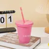Taza de Plástico PP de una Sola Capa, Color Sólido, Gran Capacidad de 16 oz, con Popote, Taza de Agua de Moda Transfronteriza, Personalizable con Logo