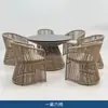 Jardim de Terraço de Villa Nórdica Mesas e Cadeiras de Metal Mobiliário à Prova d'Água e de Sol para Lazer com Trama de Corda Mesas e Cadeiras para Hotel e Pousada ao Ar Livre
