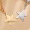 Colar Pingente Estrela de Cinco Pontas Geométrico de Liga Europeu e Americano Cruzado Moda Personalidade Exagerada Corrente para Clavícula Estrela Atacado