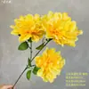 Flor de Seda Simulada de Hibisco y Peonía de 3 Cabezas, Decoración Estilo Chino para Sala de Estar del Hogar, Material Floral para Salón de Bodas, Accesorios de Fotografía, Flor Artificial