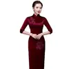 Vestido de novia estilo occidental de alta gama con bordado tridimensional para la suegra. Elegante vestido cheongsam para bodas y banquetes. Ideal para primavera y otoño.