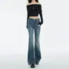 Jeans Slimming Versátiles de Tiro Bajo Estilo Retro Americano para Mujer Nuevo Estilo Petite Streetwear Versátiles de Moda Pantalones Micro-Flare
