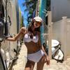 Bikini Sanya Holiday Chica Caliente Tailandesa Sexy Tres Puntos Pecho Pequeño Push-up Cadera Negro Dividido Traje de Baño Traje de Baño