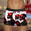Novedad 2024 Día de San Valentín Calzoncillos Cortos para Hombre Boxer de Cintura Media Ropa Interior Estampada para el Día de San Valentín Europea y Americana de Amazon