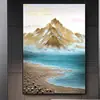 Pintura al Óleo Pintada a Mano Paisaje Marino al Amanecer Pintura con Textura Estéreo Decoración para Sofá de Sala de Estar Pintura para Pasillo de Entrada Colgante