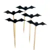 Noche de Luna Negra de Halloween Bandera de telaraña de Batman Decoración de Castillo de calabaza Tarjeta de inserción Decoración para pastel de fiesta