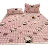 Colchoneta de cama de terciopelo de leche de dibujos animados, colcha acolchada para dormitorio de invierno, engrosada y cálida, colchón delgado estilo tatami, juego de tres piezas