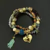 Pulsera de cuentas bohemia multicapa, pulsera de estilo étnico con estrella de mar y concha estilo vacacional, joyería para mujer al por mayor