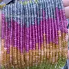 Cuentas sueltas de calcedonia de turmalina degradada, cuentas de ábaco facetadas, cuentas planas, espaciadores, cuentas de rueda, accesorios para joyería DIY hechos a mano