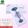 Cristal rosa, aventurina, ágata, artesanías de piedra natural en bruto, rodillo de masaje y tabla gua sha set, masajeador rodillo de jade
