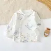 Ropa de Otoño Ajustada de Algodón Puro para Recién Nacidos Ropa Interior de Bebé para Primavera y Otoño Ropa Cardigan Asimétrica sin Etiquetas de Manga Larga para Bebés y Niños Pequeños