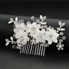Pente de Cabelo de Pérola Branca Feito à Mão Acessórios de Styling para Vestido de Noiva Headwear Joias Atacado