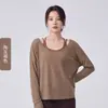 Ropa de Yoga para Mujer Petite Moda Oversize Cuello Redondo Hombro Caído Manga Larga Cubre-todo Moda Holgada Secado Rápido Ropa Exterior de Fitness