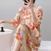 Mianchui Shijia 2026 Verano Delgado de Manga Corta Camisón para Mujer, Holgado Talla Grande, Se Puede Usar Afuera, Ropa de Casa, Vestido de Algodón Artificial