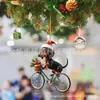 Novo Pingente de Natal Acrílico Plano Bicicleta Dachshund Carro Decoração de Natal