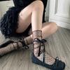 Calcetines Japoneses Lolita de Malla de Lunares Miu Calcetines Transparentes Medianos Primavera y Verano Ultradelgados Transpirables de Correa Calcetines Apilados
