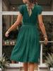 Vestido de verano para mujer, de manga corta, plisado, color liso, estilo europeo y americano, de Amazon Independent Station Foreign Trade 2024