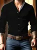Camisa masculina de manga longa para comércio exterior transfronteiriço com estampa digital xadrez de bolinhas casual business com colarinho
