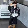 Ropa exterior de otoño para niños, chaqueta de béisbol tipo motociclista, nuevo estilo 2026, chaqueta infantil moderna y genial para niños pequeños
