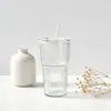 Copos de Vidro Estilo Ins Atacado, Copos com Canudo de Alto Valor, Copos de Água Verticais de Grande Capacidade, Copos para Bebidas e Café, Copos de Presente