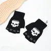 Guantes con Pantalla Táctil, Estilo Delgado, Deportivos, Otoño e Invierno, Ropa de Rendimiento Cálida, Exteriores, Unisex, Esqueleto de Medio Dedo para Halloween