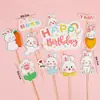 Decoração de Bolo Estilo Ins Bandeira Coreana Plug-In Desenho Animado Ursinho Fofo Hp Coração Feliz Aniversário Topper Acessórios